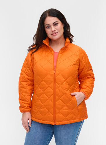 Veste légère matelassée avec fermeture éclair et poches, Mandarin Orange, Model image number 0
