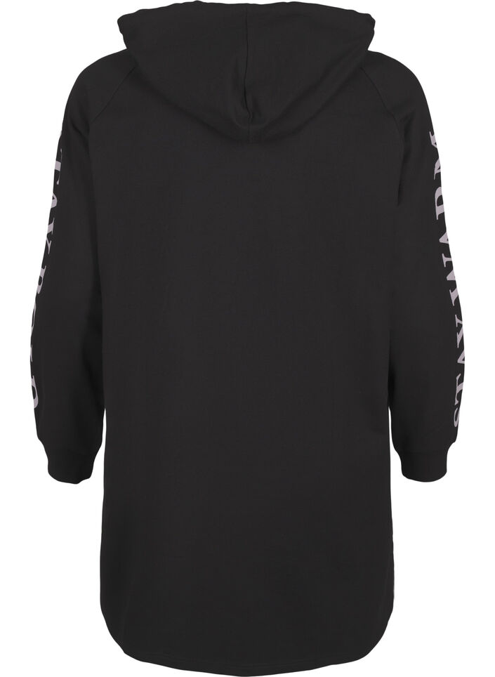 Oversized sweatshirt met print op de mouwen, Black w. Silver, Packshot image number 1