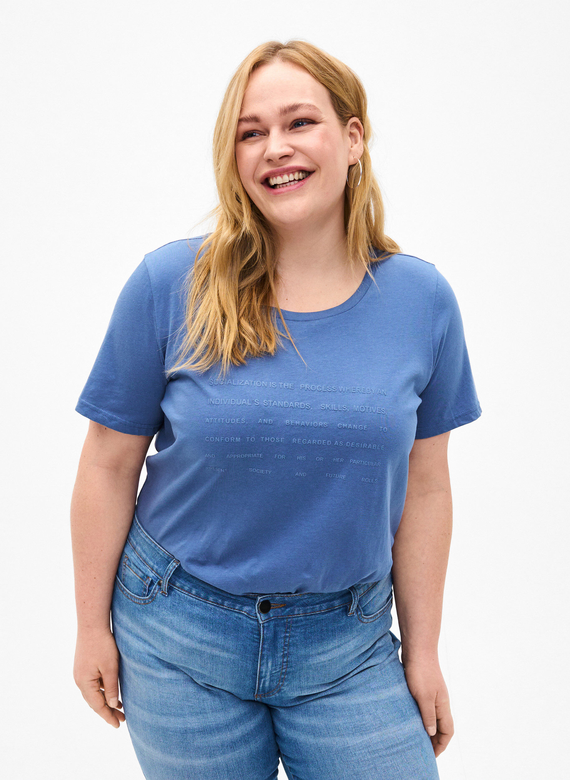 ZizziT-shirt met tekstmotief, Moonlight B. W.Navy, Model image number 0