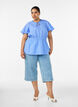 Blouse en coton avec lien &agrave; nouer et taille &eacute;lastiqu&eacute;e, Bleu, Model image number 1