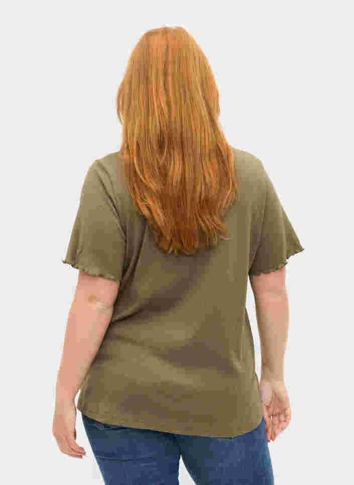 T-shirt à manches courtes en qualité côtelée, Dusty Olive, Model image number 1
