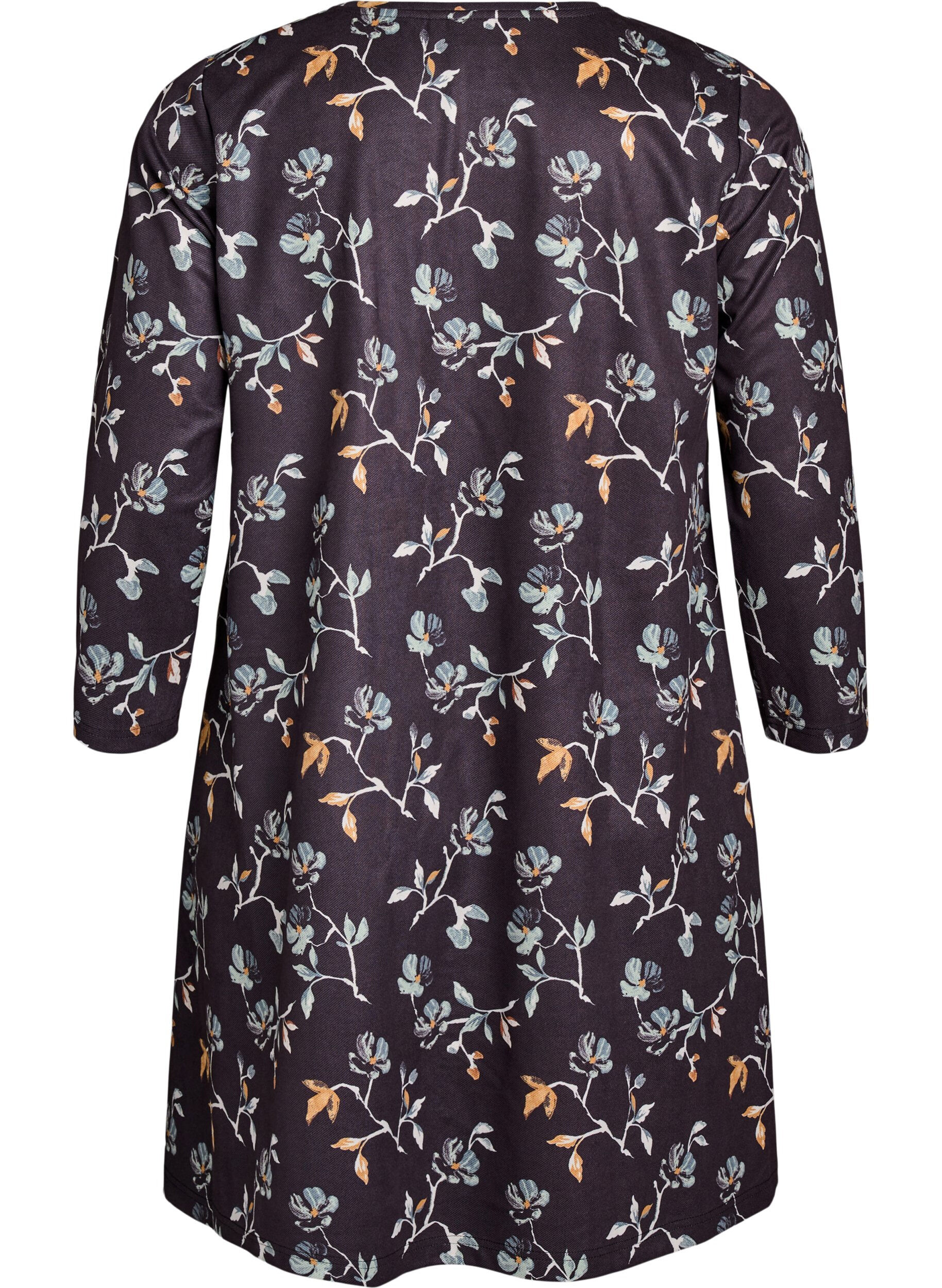 ZizziKorte A-lijn jurk met 7/8 mouwen, Zwart, Packshot image number 1