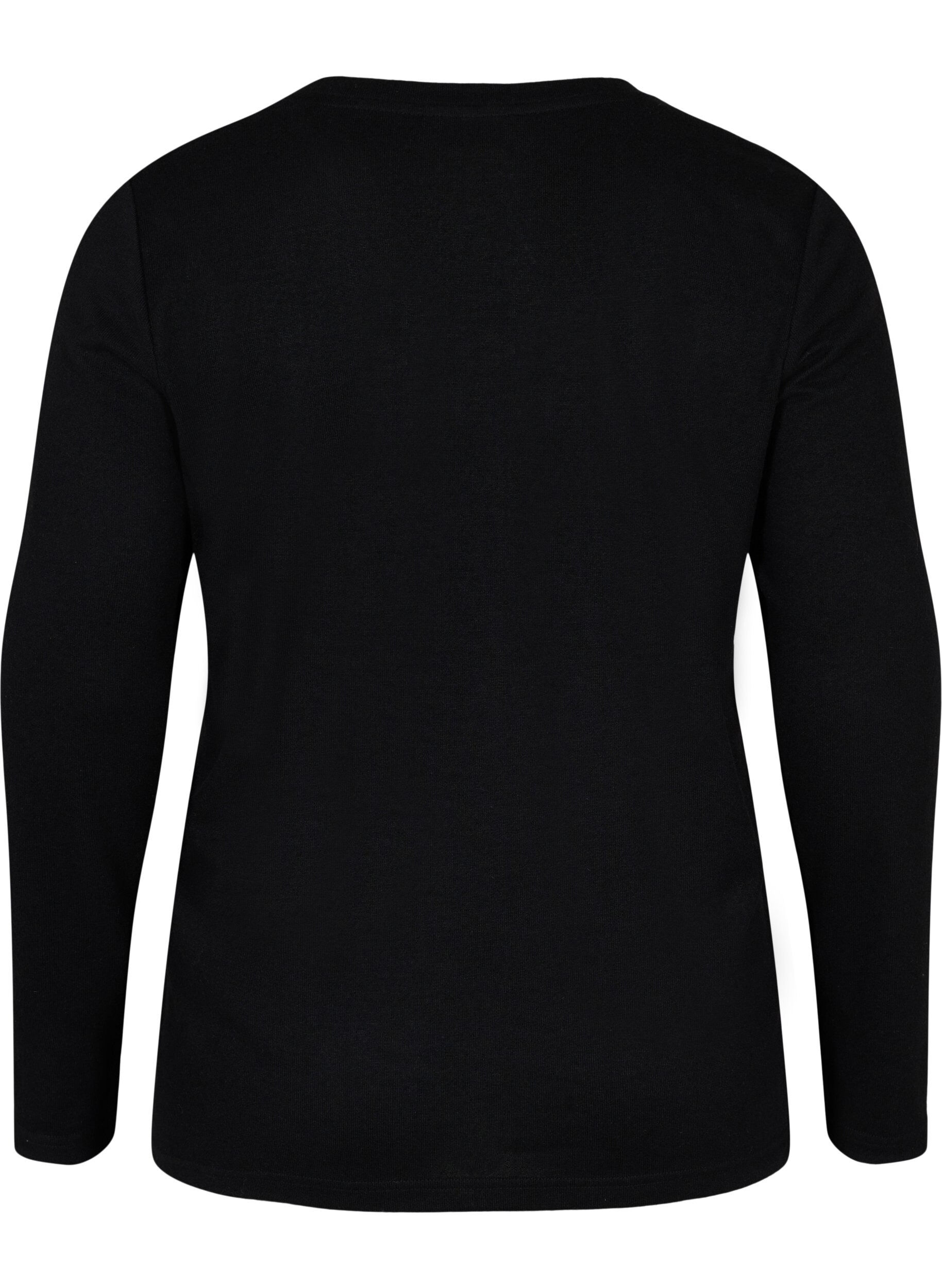 ZizziBlouse met similisteen en lange mouwen, Black, Packshot image number 1