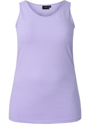 Solide kleur basis top in katoen, Lavender, Packshot image number 0
