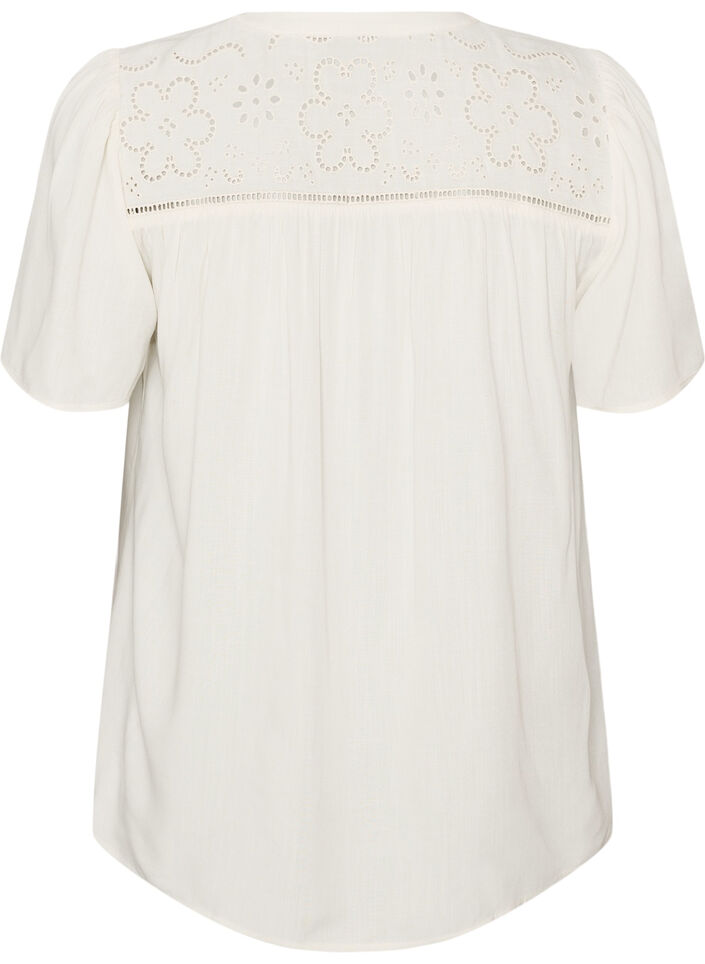 Blouse in viscose met broderie anglaise, Beige, Packshot image number 1