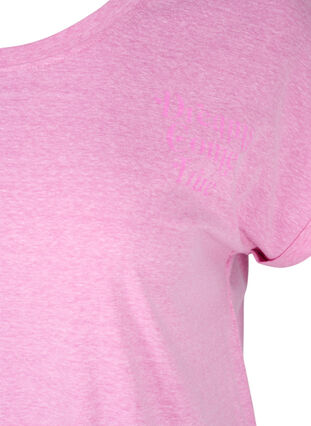 Gemêleerd t-shirt in katoen, Cyclamen Melange, Packshot image number 2