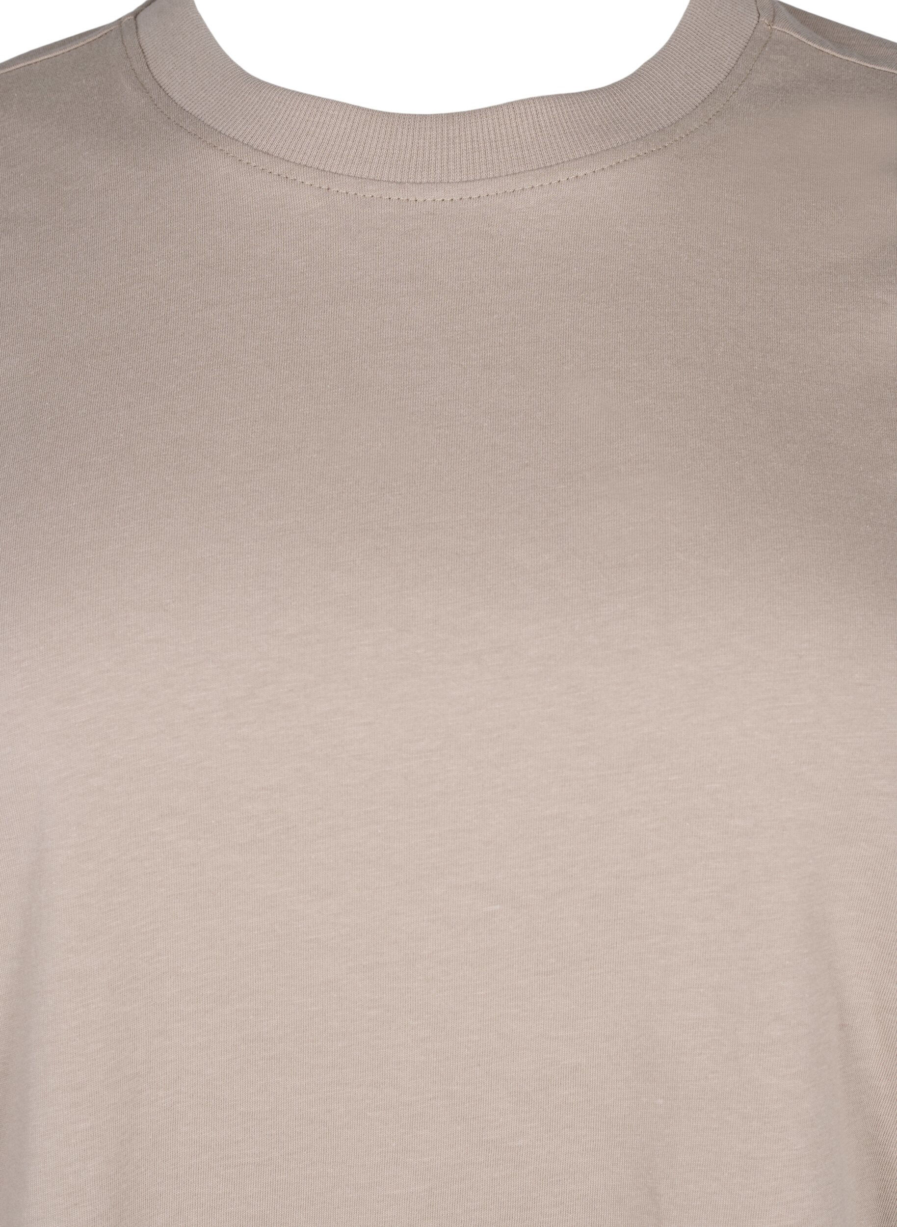 ZizziBasic katoenen T-shirt met ronde hals, Beige, Packshot image number 2