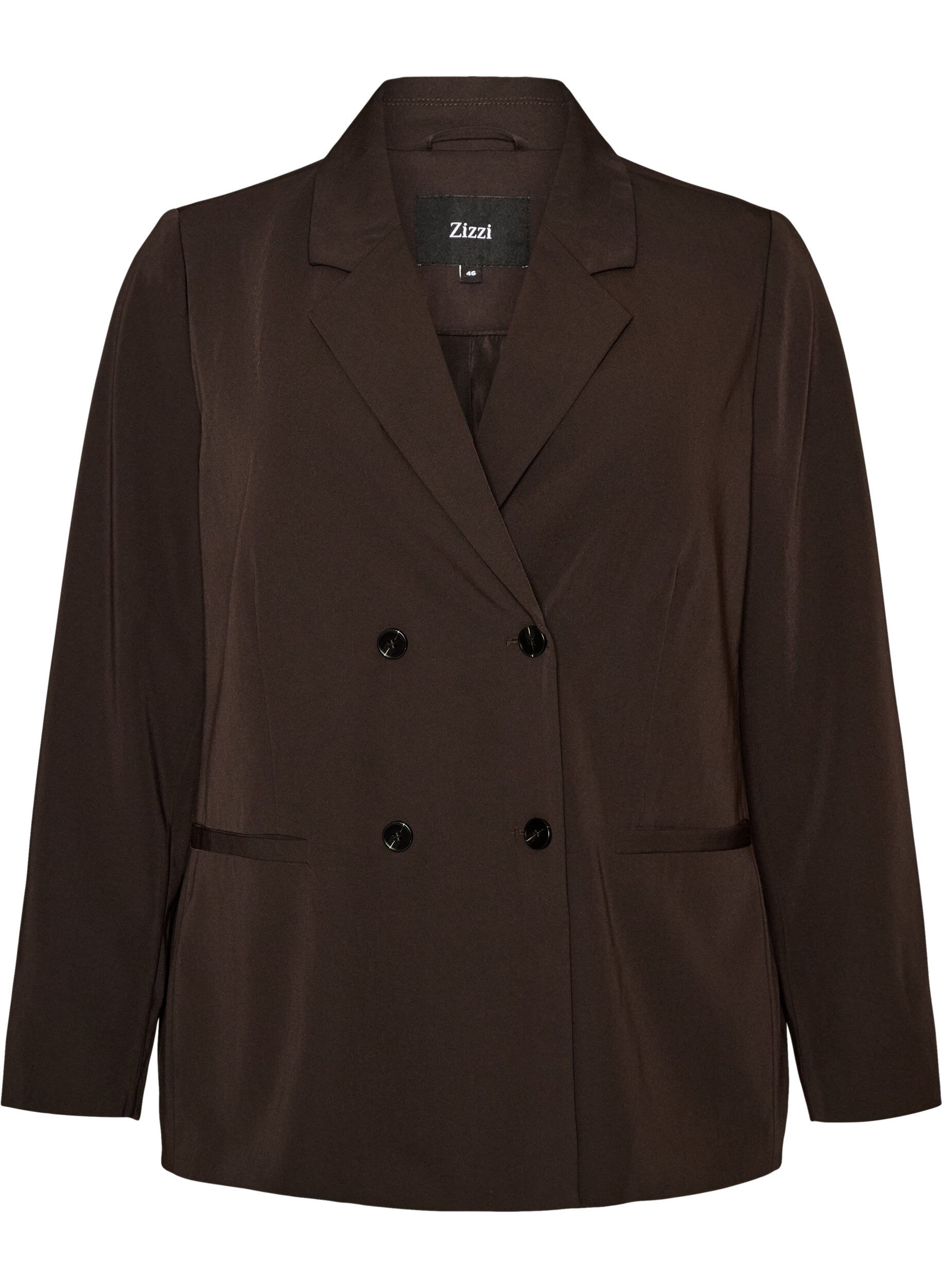 ZizziDouble-breasted blazer met een losse pasvorm, Bruin, Packshot image number 0