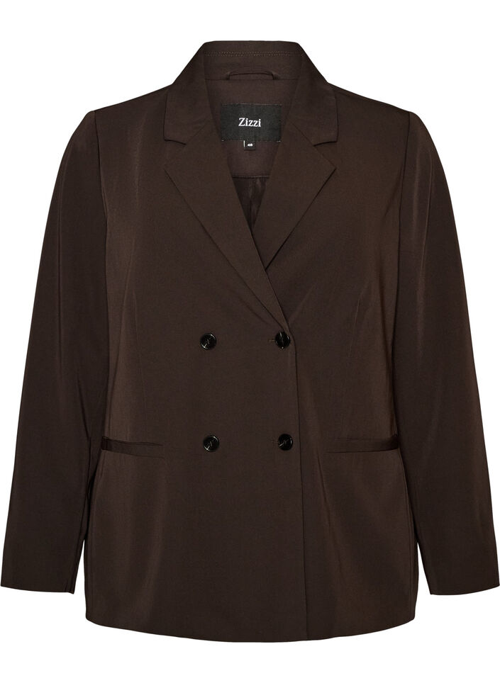 Double-breasted blazer met een losse pasvorm, Bruin, Packshot image number 0