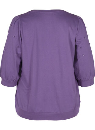 Sweatshirt met pofmouwen en kraaltjes, Loganberry, Packshot image number 1