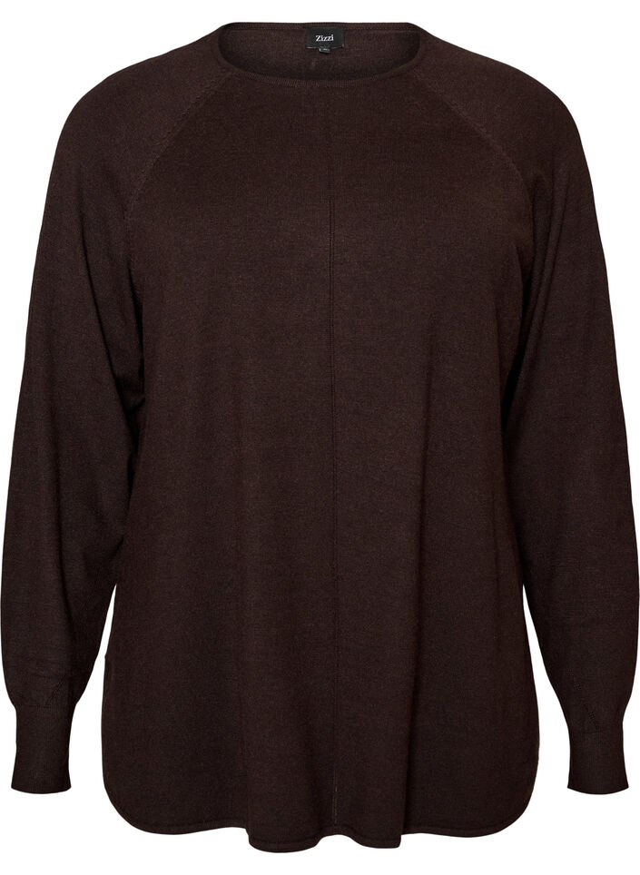 Chemisier en tricot avec col rond et motif tricot, Marron, Packshot image number 0