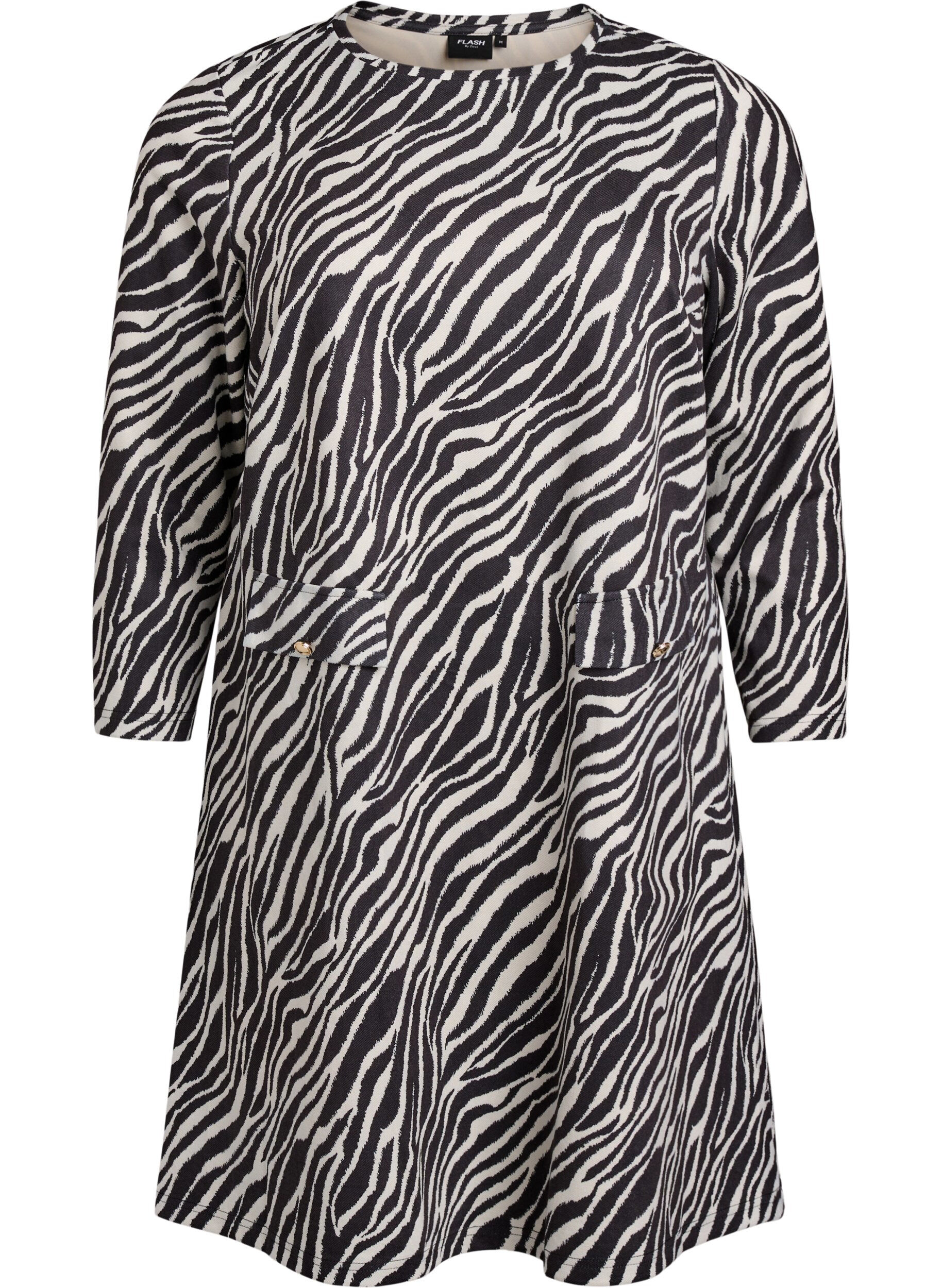 Korte A-lijn jurk met 7/8 mouwen