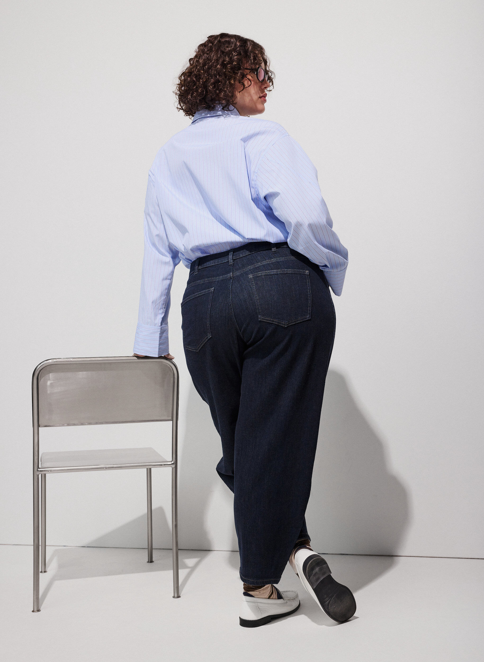 ZizziBarrel fit jeans met high waist, Blauw, Model image number 1
