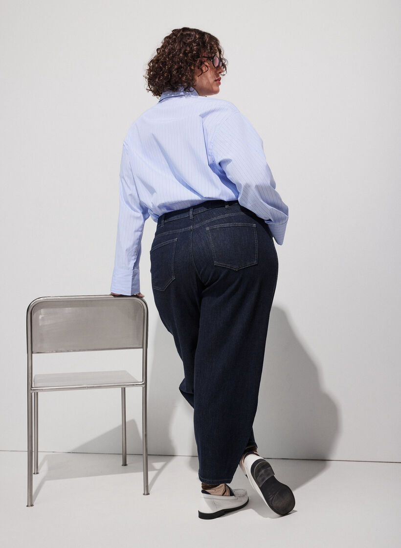 Barrel fit jeans met high waist, Blauw, Model image number 1