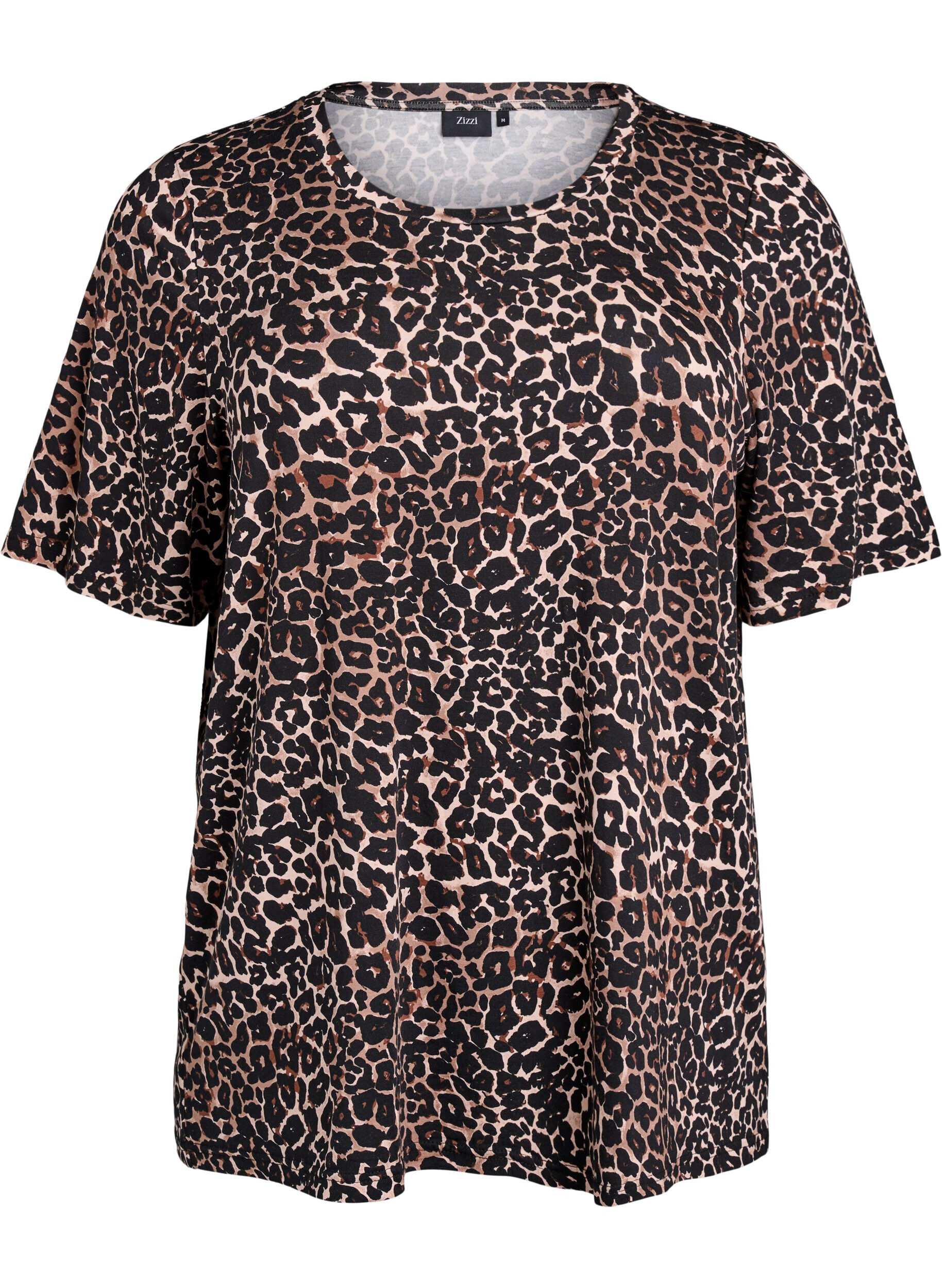 ZizziT-shirt met TENCEL&trade; Lyocell en luipaardprint, Bruin, Packshot image number 0