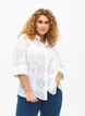 Shirtblouse met Engels borduurwerk en 3/4-mouwen, Bright White, Model image number 0