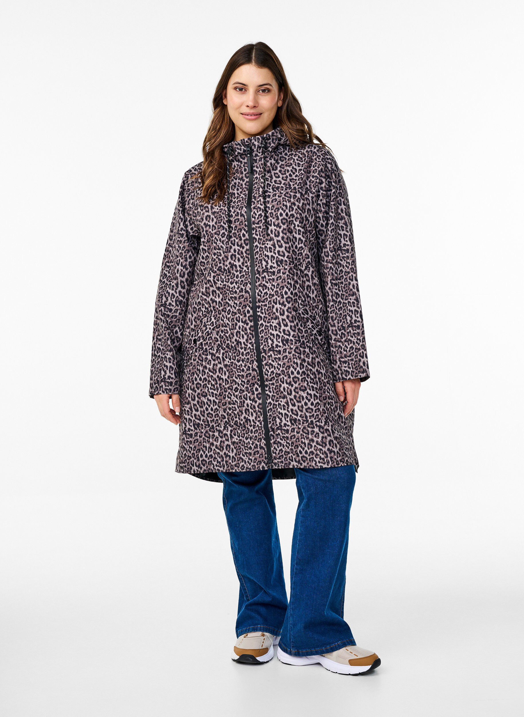 ZizziRegenjas met zakken en capuchon, Bruin, Model image number 1