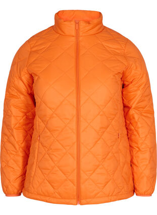 Gewatteerd lichtgewicht jack met rits en zakken, Mandarin Orange, Packshot image number 0