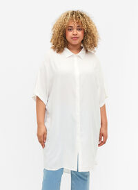 Lang overhemd in viscose, Bright White, Model