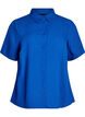 Shirt met korte mouwen in linnen en viscose, Blauw, Packshot image number 0