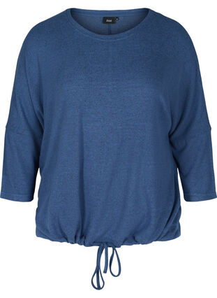 Gemêleerde blouse met verstelbare onderkant, Vintage Indigo Mel, Packshot image number 0