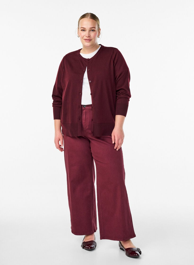 Fijngebreide vest met ronde hals, Rood, Model image number 1