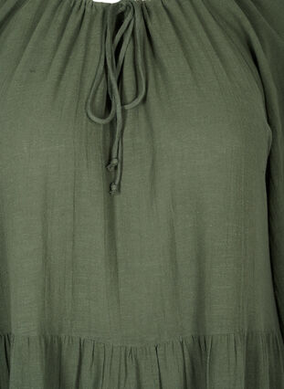 Robe en coton à manches 3/4 et détail de lien à nouer , Thyme, Packshot image number 2