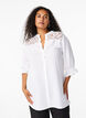 Lang viscose shirt met kanten detail, Bright White, Model image number 0