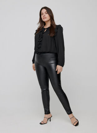 Lange glanzende legging, Black w/glitter, Model image number 2