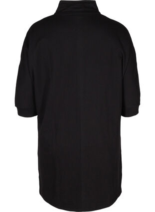 Robe pull en coton avec fermeture éclair et manches 3/4, Black, Packshot image number 1