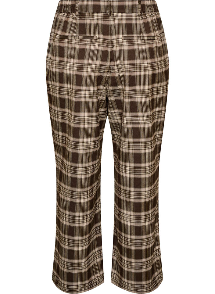 Pantalon &agrave; carreaux &agrave; jambes amples, Marron, Packshot