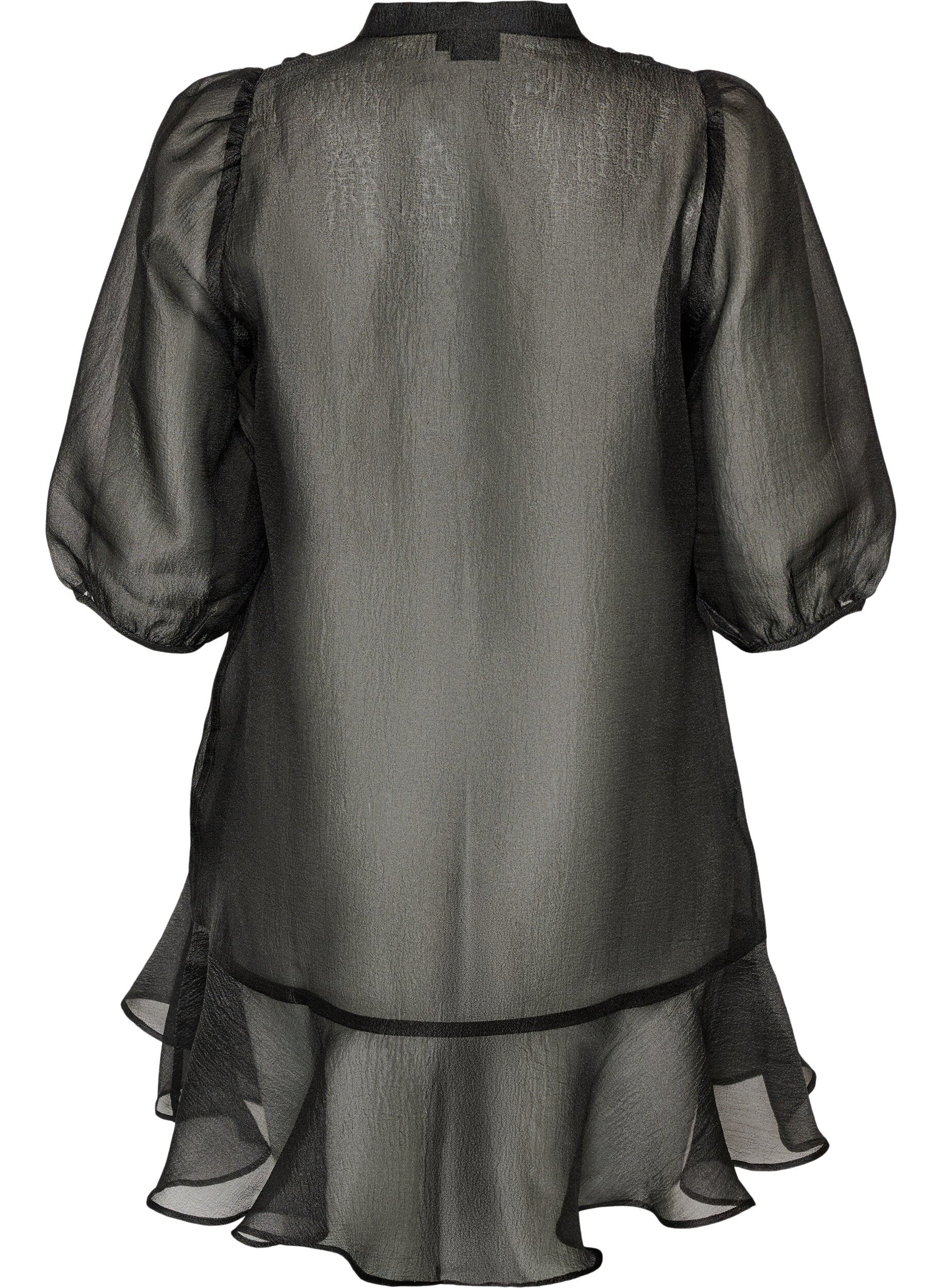 ZizziRobe courte en organza avec ourlet &agrave; volants, Noir, Packshot image number 1