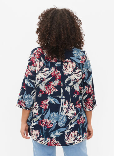 Blouse à manches 3/4, Navy Flower, Model image number 1