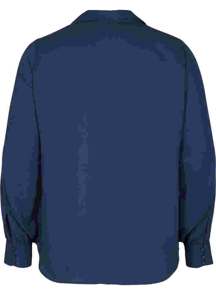 Chemise à col en V avec fermeture à boutons, Navy Blazer, Packshot image number 1