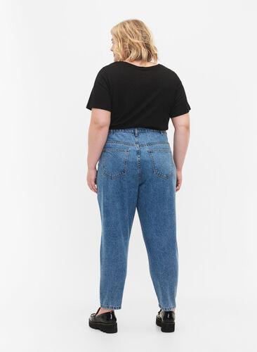 Geknipte Mille jeans met hoge taille, Light blue denim, Model image number 1