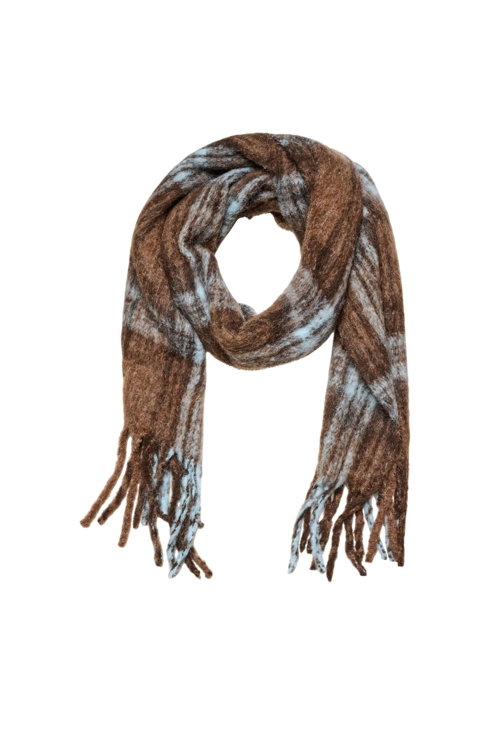 ZizziZachte sjaal met franjes, Bruin, Packshot image number 0