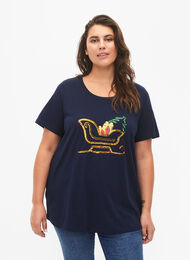 T-shirt de Noël à paillettes, Navy Blazer SLATE, Model