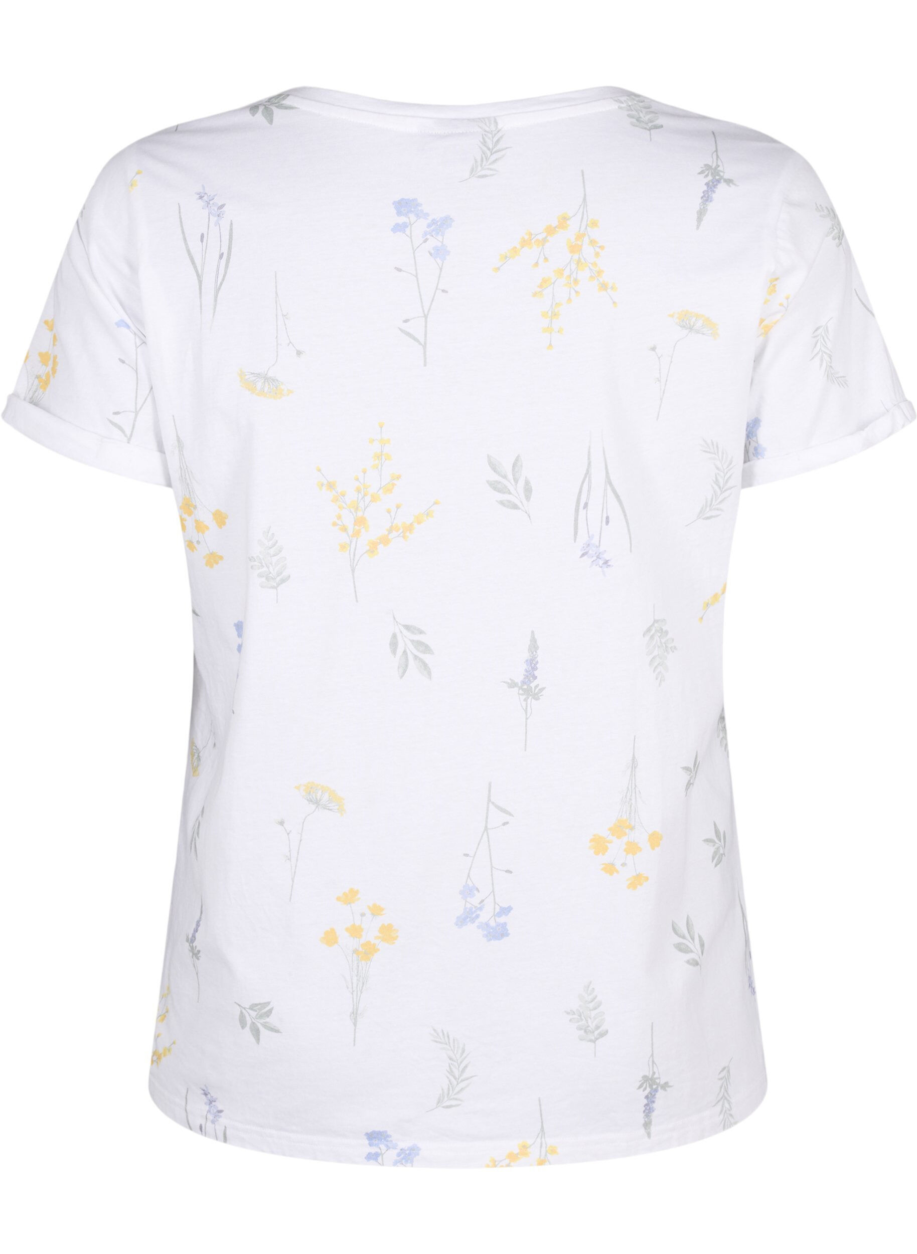 ZizziT-shirt van biologisch katoen met bloemenprint, Bright W. AOP, Packshot image number 1