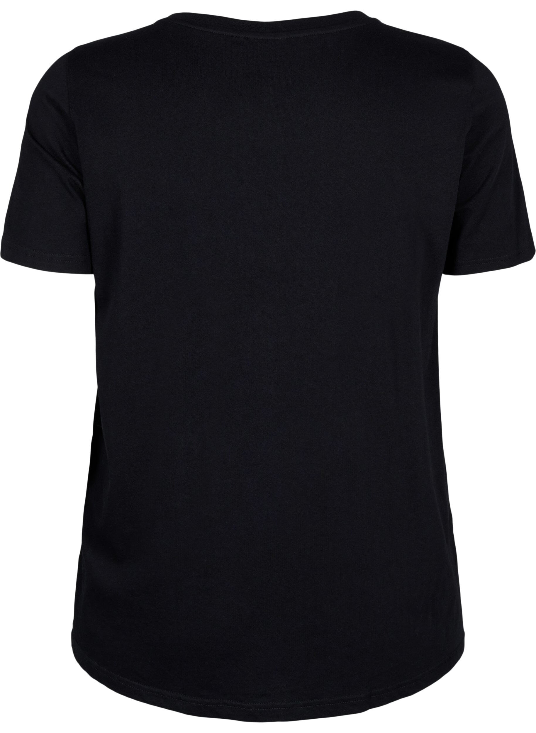 ZizziT-shirt met tekstmotief, Black W. Black, Packshot image number 1