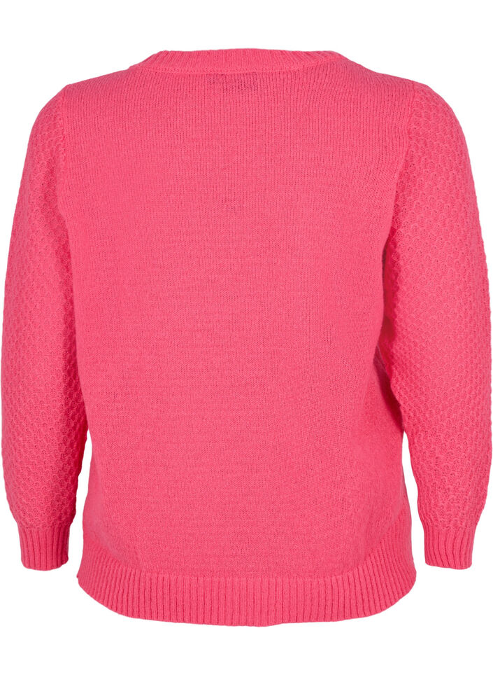 Pull en maille avec détail floral, Hot Pink, Packshot image number 1