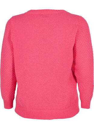 Gebreide trui met bloemendetail, Hot Pink, Packshot image number 1