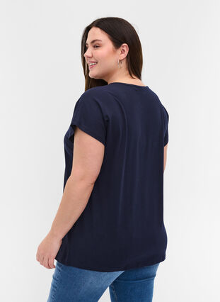 T-shirt en coton à rayures, Night Sky Solid, Model image number 1