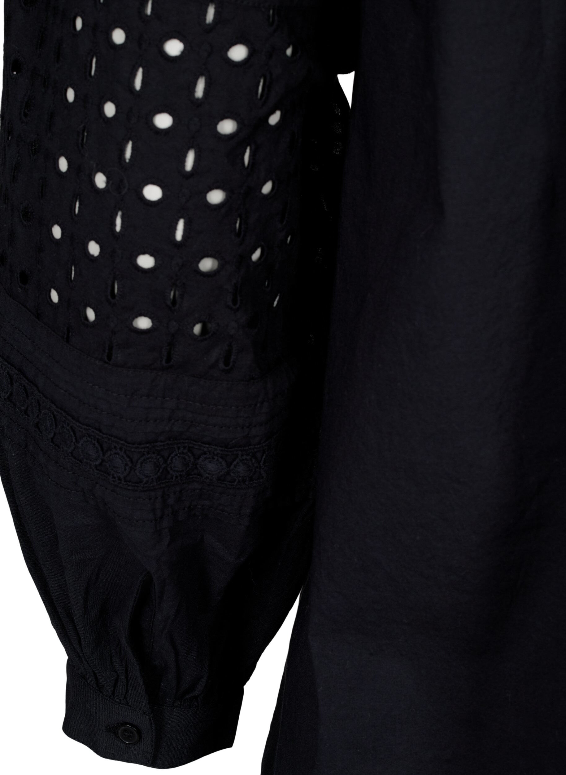 ZizziBlouse met lange mouwen en decoratieve details, Black, Packshot image number 3