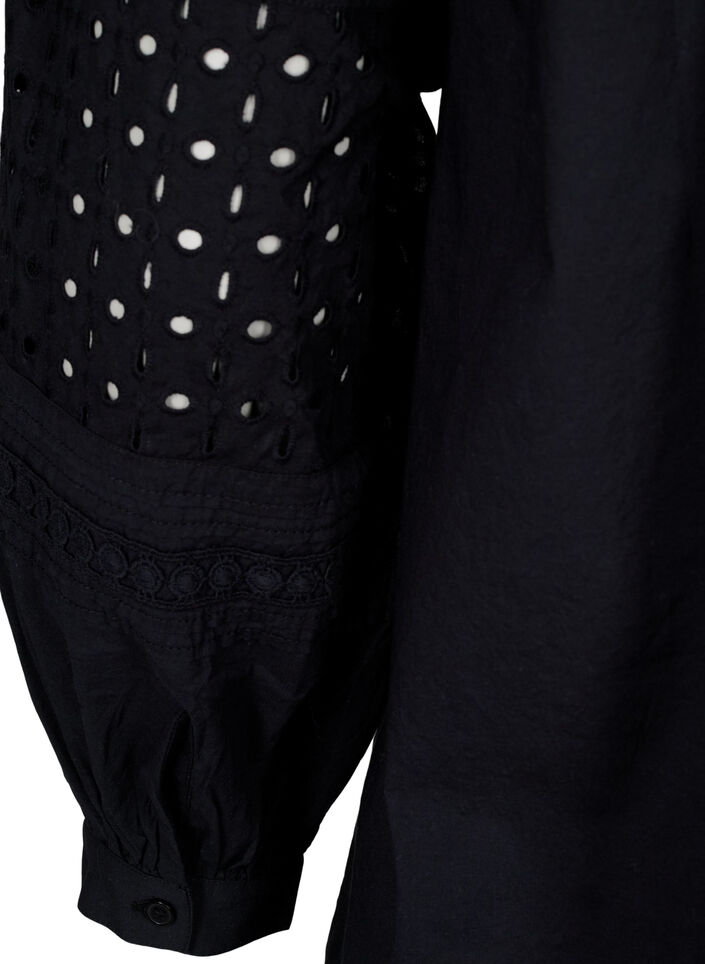 Blouse met lange mouwen en decoratieve details, Black, Packshot image number 3