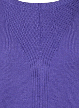 Pull en tricot de couleur unie avec nervures, Purple Opulence Mel., Packshot image number 2