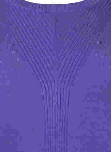Effen gekleurde gebreide trui met ribdetails, Purple Opulence Mel., Packshot image number 2