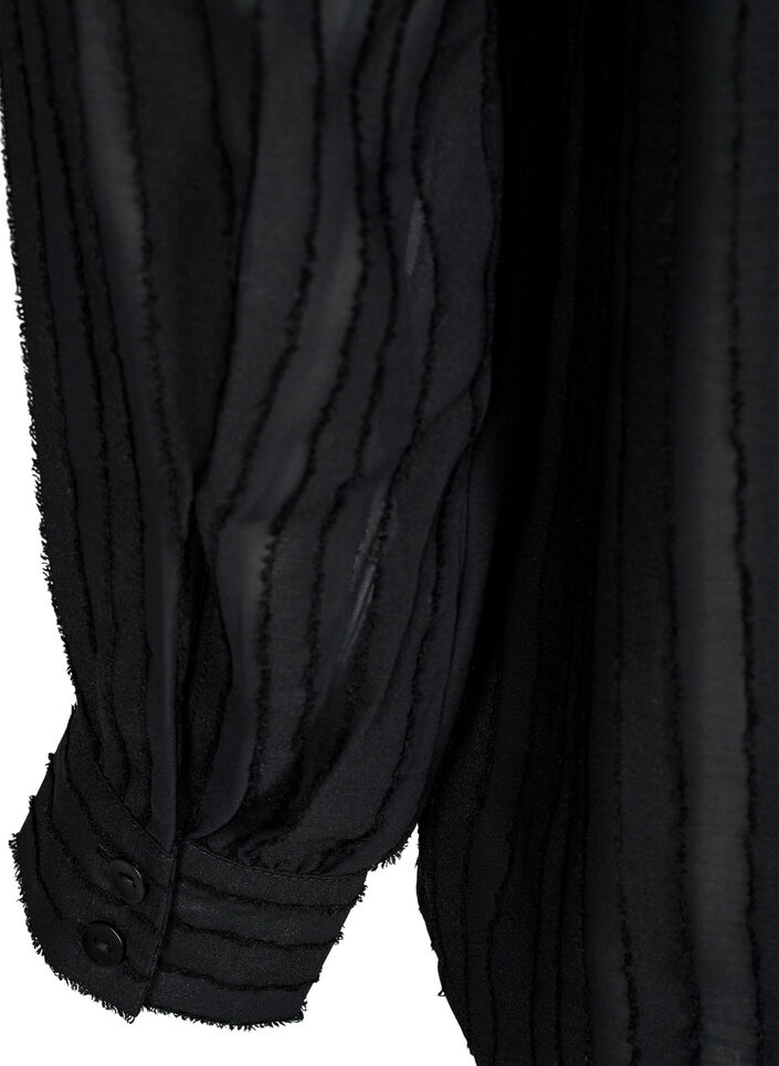 Gestreepte blouse met transparante strepen, Zwart, Packshot image number 3
