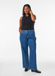 Jeans met wijde pijpen en hoge taille, Blauw, Model image number 0