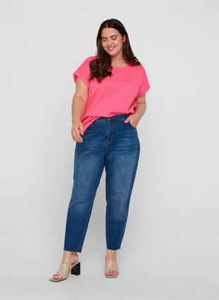 T-shirt fluo en coton, Neon Pink, Model image number 2