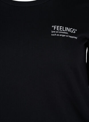 Sweat-shirt en coton avec impression de texte, Black, Packshot image number 2
